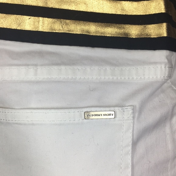 4 Victoria's Secret White Mini Skirt Gold Black - Picture 5 of 5
